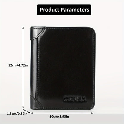 Men's Genuine Leather Wallet, RFID Blocking Protection Slim Short Top Layer Cowhide Wallet, Multifunction Trifold Wallet, Vintage Oil Wax Credit Card Wallet, Gifts for Men