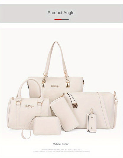 6pcs Retro Large Crossbody Bag with Adjustable Strap & Zipper Closure - Multi-Piece Bun Female Bag Set,/ Shoulder Purse Suitable for, Travel, Daily Use,Portable