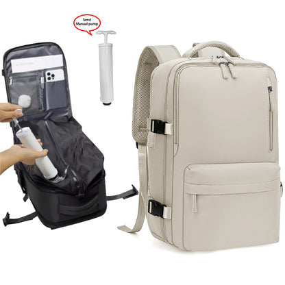 Vacuum Compression Backpack (with Air Pump) Travel Rucksack, Large Capacity and Durable for Business Trips, Hiking and Camping
