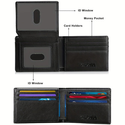 Slim Wallet for Men RFID Blocking Bifold Carbon Fiber Mens Slim Wallet, Thin Minimalist Front Pocket Small Compact Mens Wallets, Smart Security Credit Card Holder Wallet with 2 ID Window Give Gifts to Him