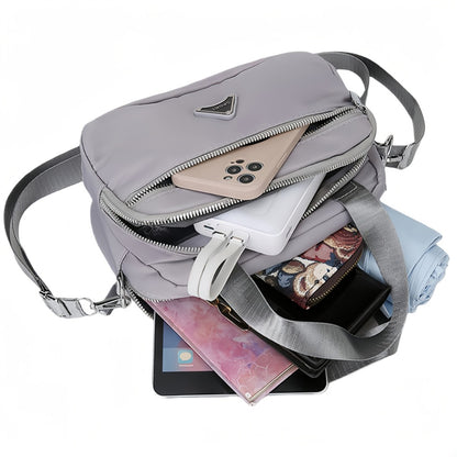 Oxford Cloth Multi Zipper Compartment Ladies' And Crossbody Bag Handbag Shoulder Bag Black  Grey Khaki