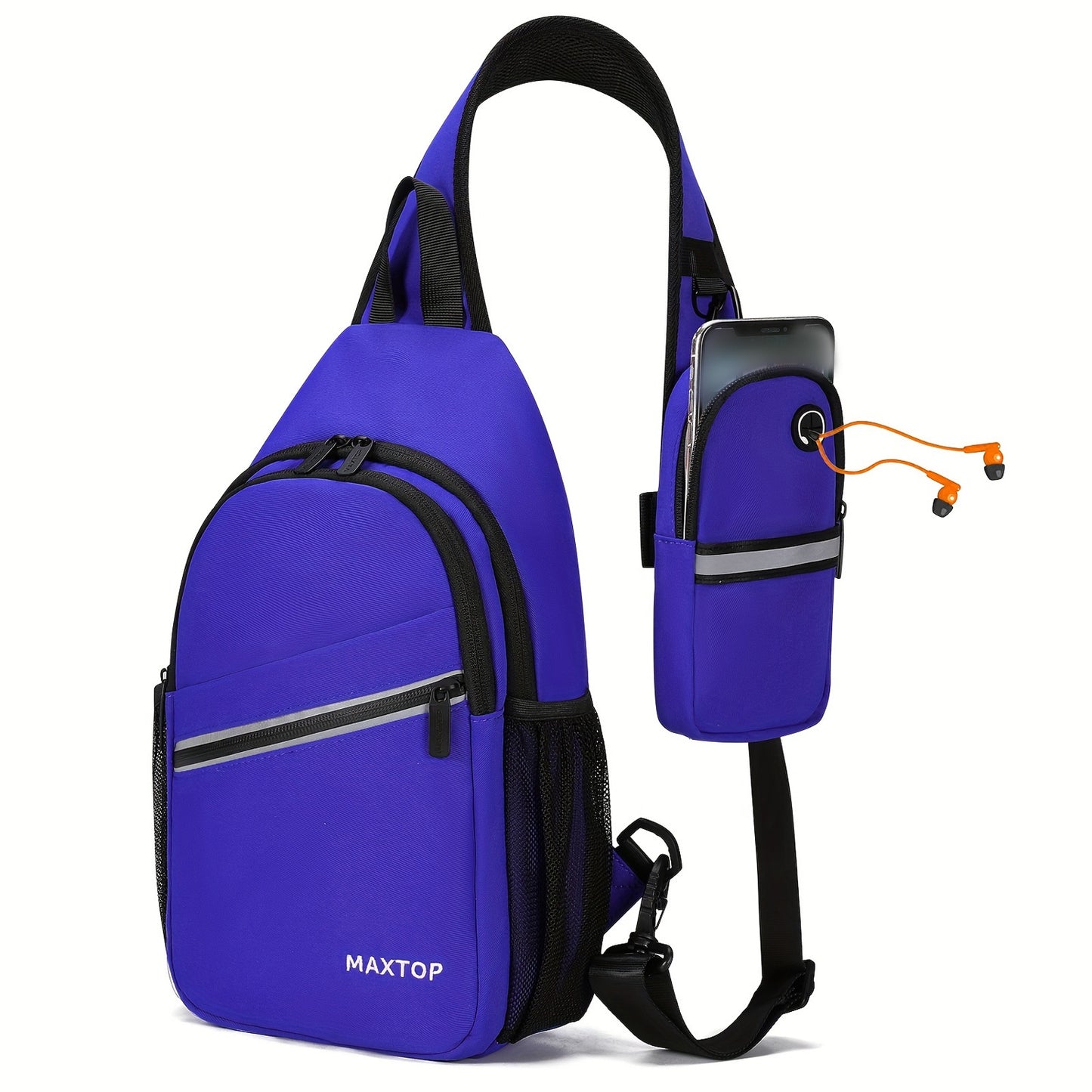 Sling Backpack Crossbody Sling Bag with Detachable Phone Pouch for Women Men Multipurpose Travel Hiking Chest Bag