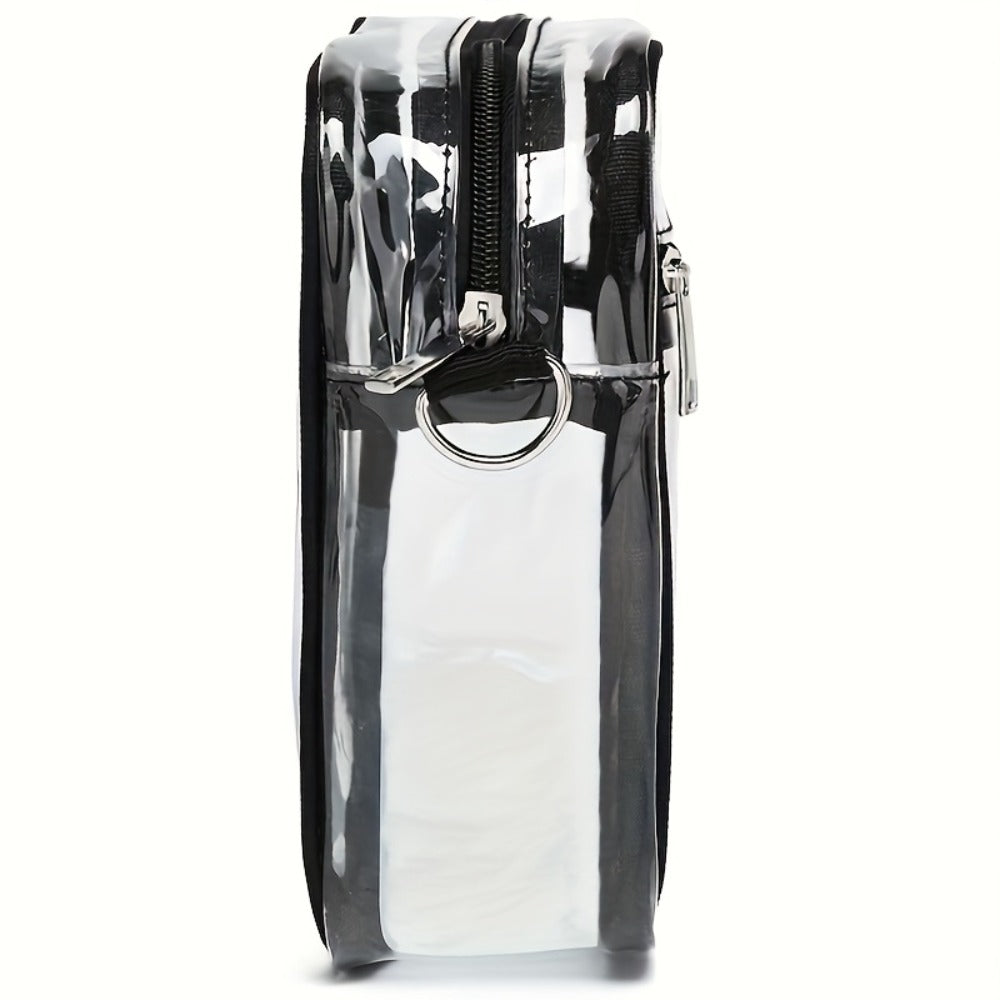 Transparent crossbody PVC bag, stylish High Quality shoulder bag with adjustable strap, versatile for daily use and suitable for sports or concerts to store items