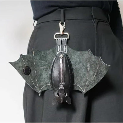 Gothic-style Synthetic Leather Bat Coin Purse And Key Storage Case - A Convenient Wallet for On-the-go Use - A Distinctive Crossbody Bag Perfect for Travel, Photography, Makeup, Or As A Gift