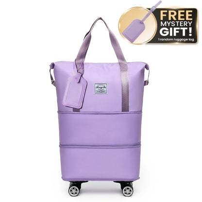 Versatile 3-in-1 Travel Duffel with 360° Spinner Wheels - Detachable & Expandable Nylon Bag for Business, Weekend Trips & Relocation, Easy to Fold and Store