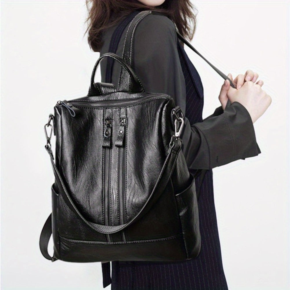 Women'S Soft Faux Leather Backpack with Multiple Pockets, Stylish And Functional