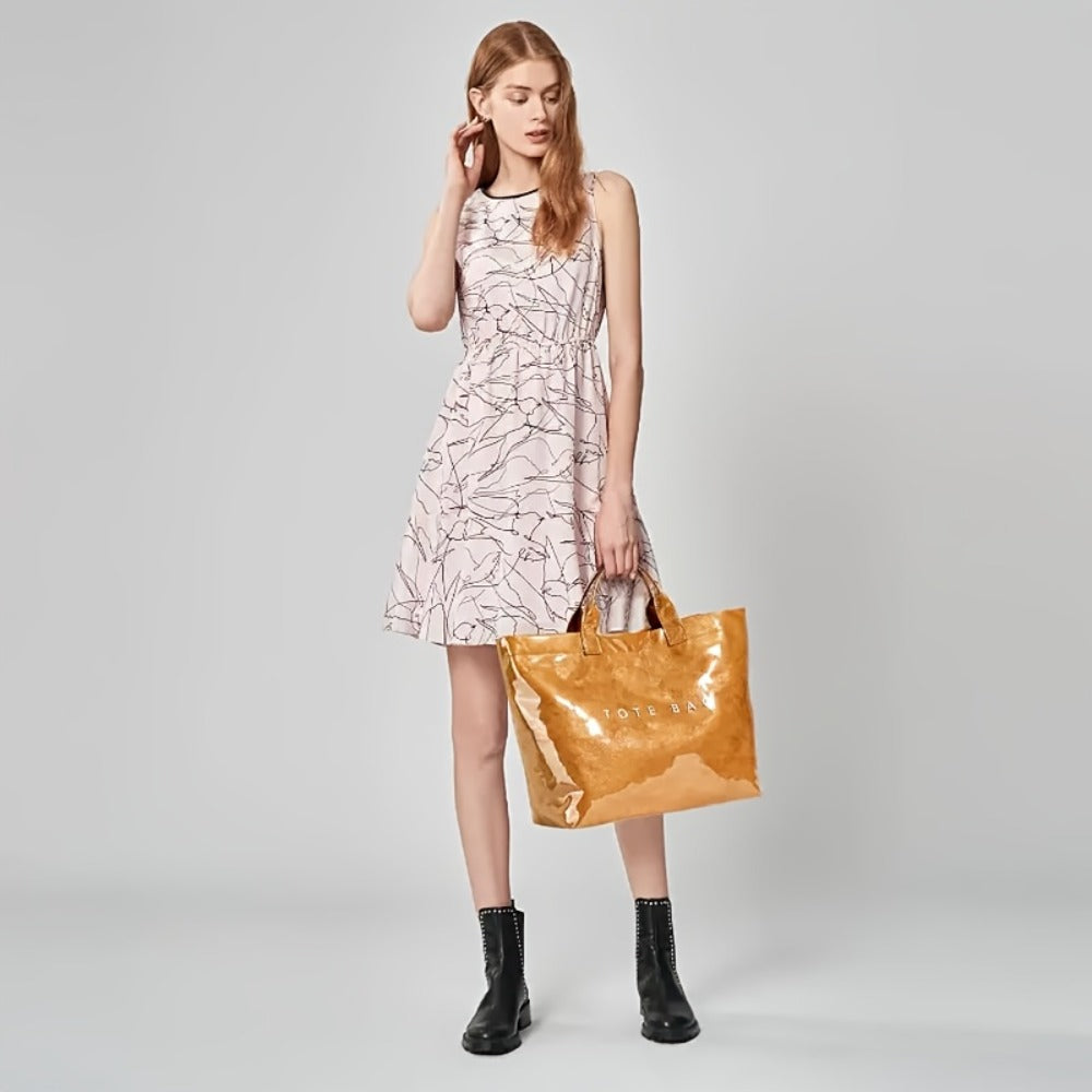Women'S High Quality PVC And Wrinkle Paper Transparent Handbag - Large 13.2-Inch Transparent Shoulder Bag with 2 Compartments, White Letter Printed Design, Suitable for Work, Travel, Beach, And Daily Use, High Quality Bag
