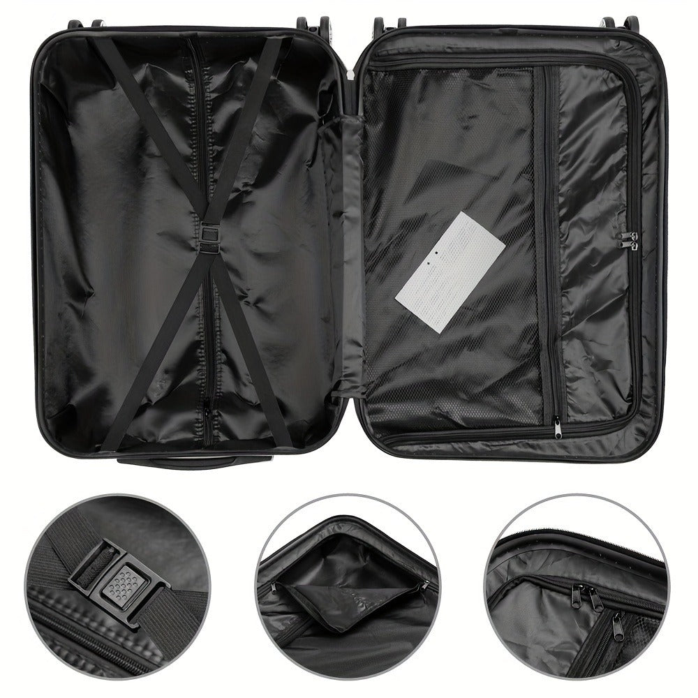 3pcs ABS Hardshell Luggage Set 20/24/28 Inch, 4 Spinner Wheels & Combination Lock Suitcases, Aluminum Handle Large Capacity Carry-On Checked Baggage Black/Navy/Silvery/Rose Golden