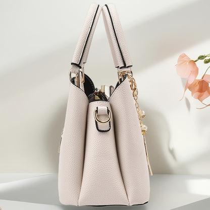[Valentine's Day Ramadan] Black And White Geometric Turtle Pattern Women's Shoulder Bag, Crossbody Bag, Handbag With Metal Leaf Charm, A Top Choice For Gifts For Mothers And Friends, Valentine's Day And Ramadan