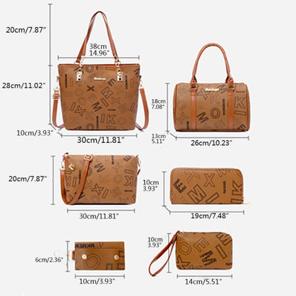 Set of 6 Women'S Bags - Spacious Vintage Collection Including Shoulder Bag, Crossbody Bag, Tote, And Purse