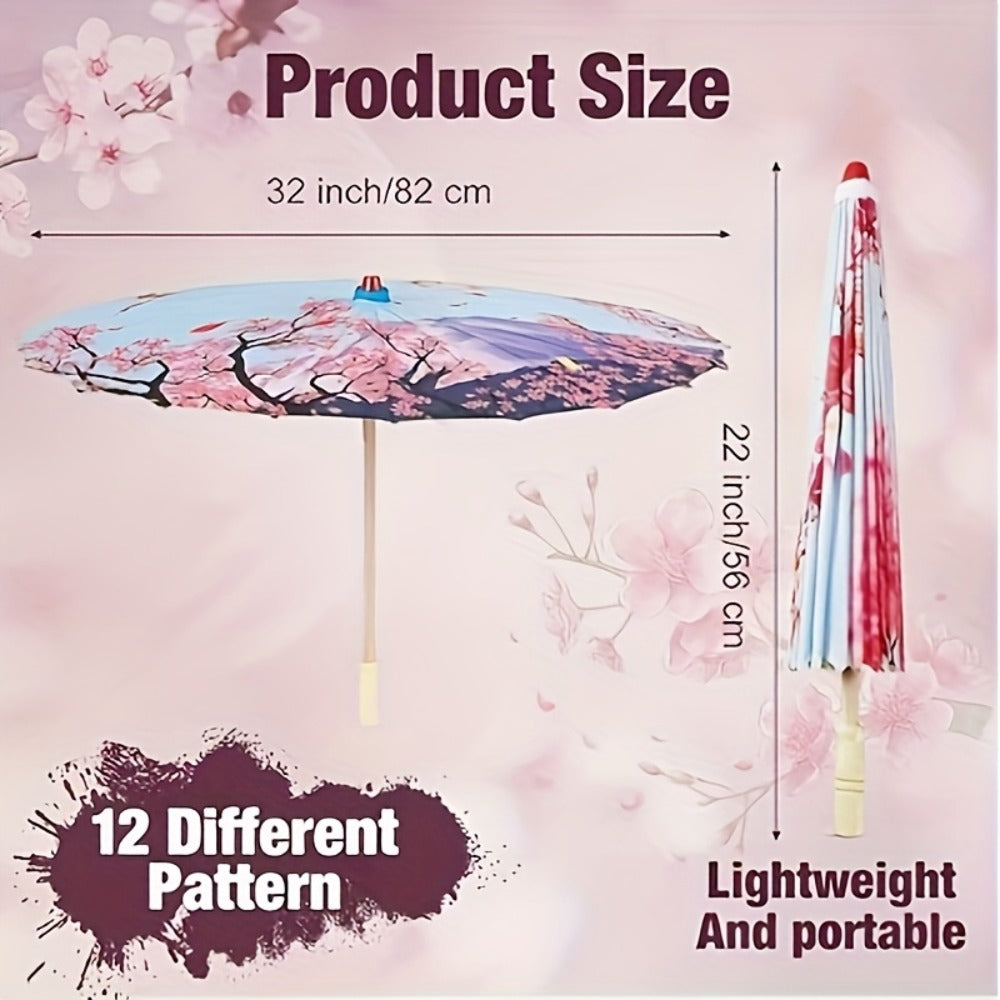 12pcs Wedding Umbrella, Paper Umbrellas, Handmade Chinese Oiled Paper Umbrella Bamboo Rayon Y Chinese Japanese Parasol Flower Art Dance Umbrella,, Wedding Party Supplies, Photography Supplies