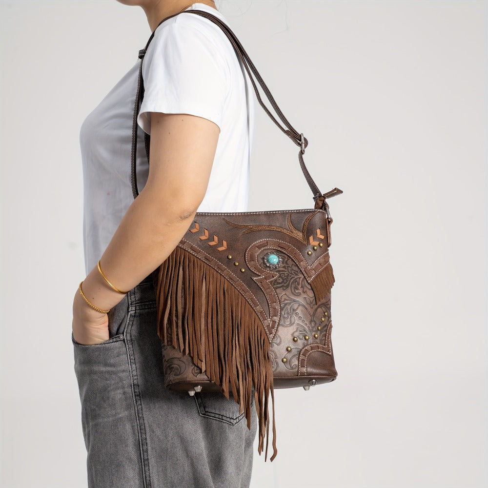 Western Style Women'S Fashion Tassel Crossbody Bag Handbag Women'S Wallet Rural Daily Use Shoulder Bag
