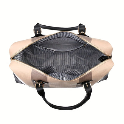 RAGSTO Large Overnight Travel Bag Striped Pattern Handbag Carry-On Luggage Bag Suitable for Vacation, Overnight, Camping, Hiking, Sports And Fitness