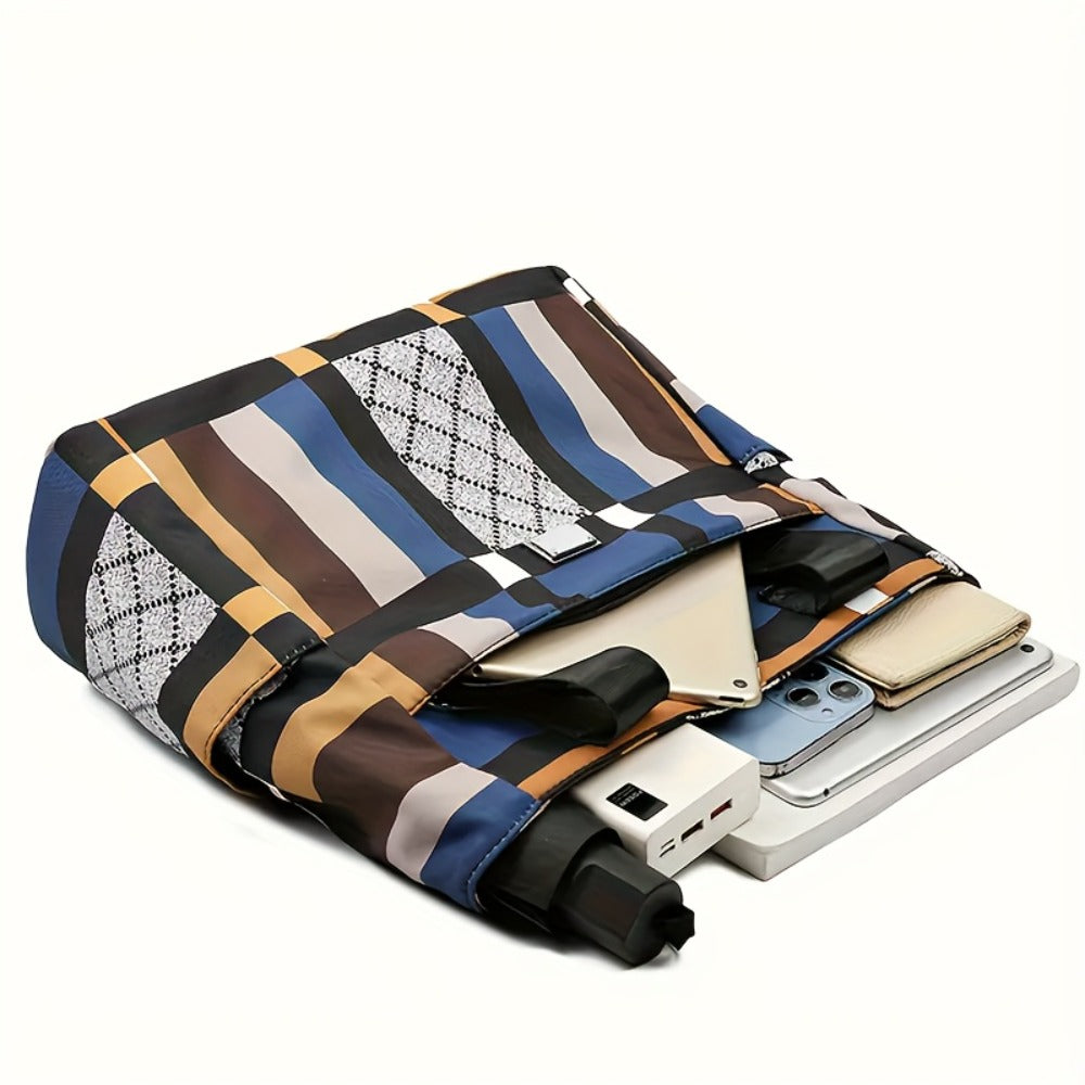 CuteCity New Large Capacity Geometric Handbag, Lightweight Casual Shoulder Bag for Daily Use. Large Capacity Shoulder Bag, Fashionable And Versatile Tote Bag, Contrasting Color Checkered Mother Bag