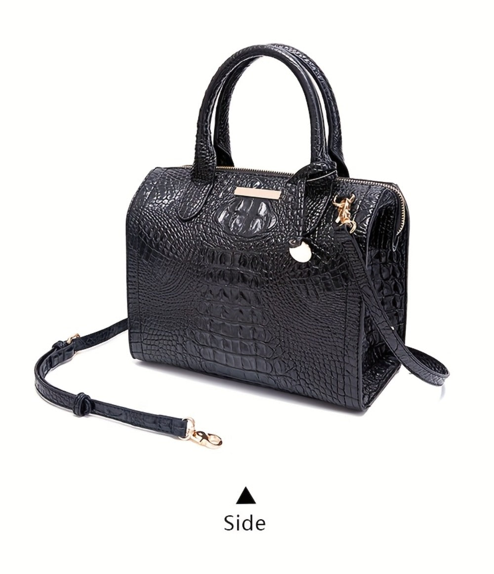 [Crocodile Patterned Handbag] Fashionable And Colorful Crocodile Patterned Handbag, A Visual Feast Of Multi-Color Gradient Fusion, Craftsmanship Texture, And Exquisite Metal Accessories Embellishment. Large Capacity Design Meets Diverse Needs