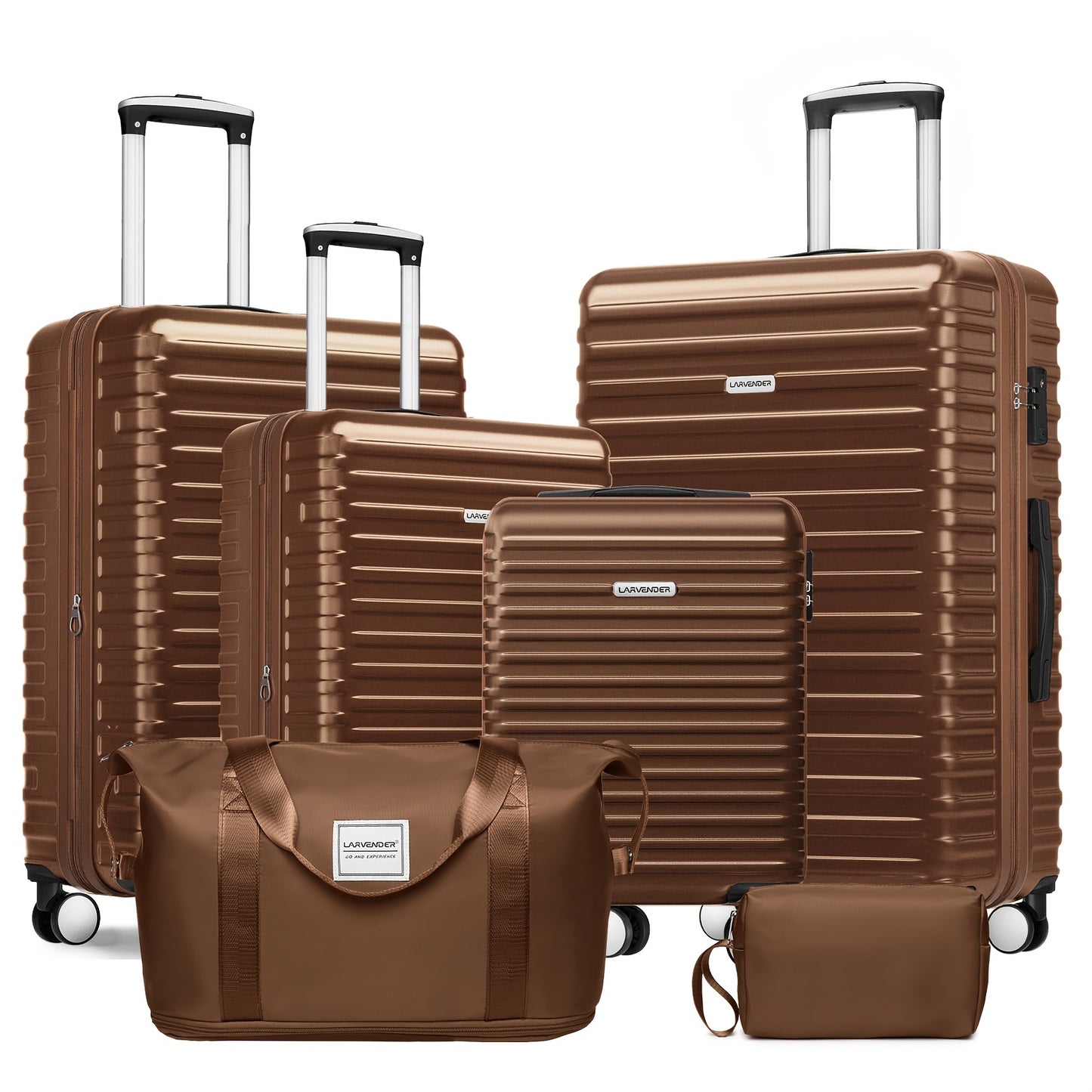 ABS Luggage 6pcs Set, Expandable Luggage Set (limited to 24 Inches&28 Inches), Luggage with Swivel Wheels, Large Capacity Family Travel Hard Shell Luggage, with TSA Lock, Portable, Handbag/18 Inches/20 Inches/24 Inches/28 Inches