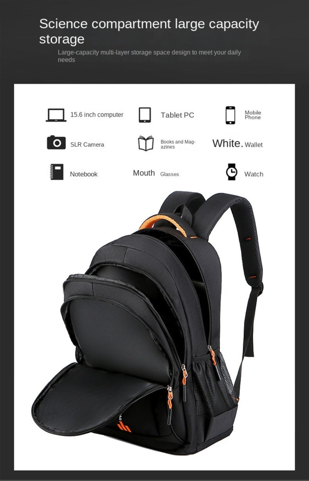 Men's Large Capacity Business Laptop Backpack, Travel and Sports Bag for Women