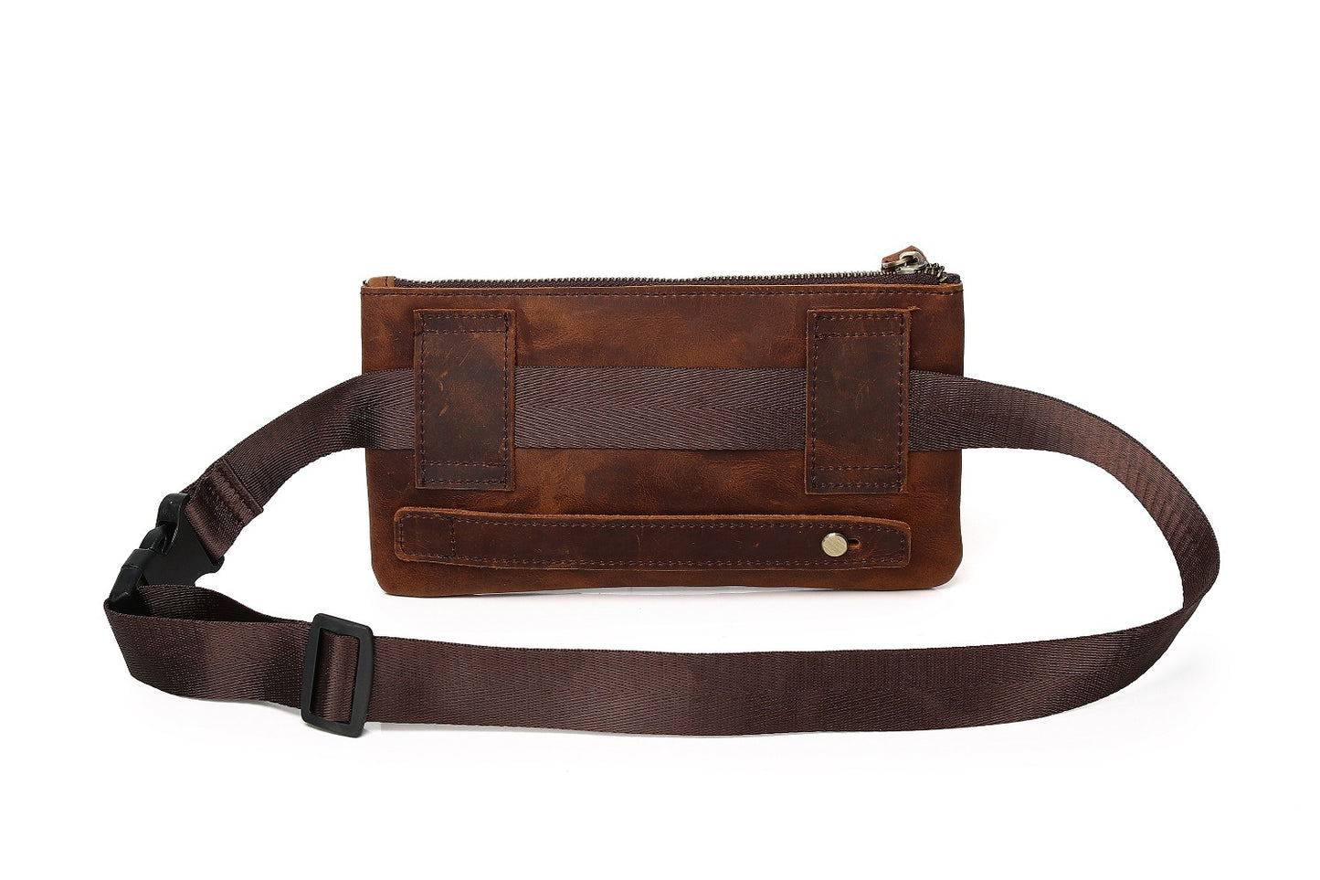 Stylish Retro Authentic Leather Hip Bag, Slim Phone Pouch, Vintage Crossbody Purse