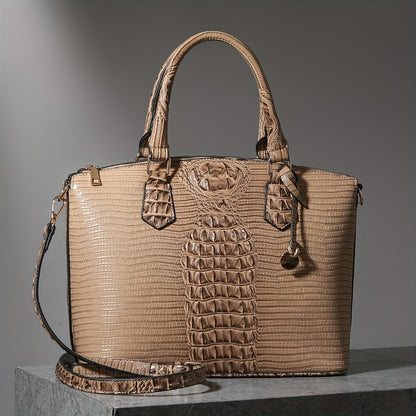 Women'S Work Handbag Featuring a Crocodile Design, a Spacious Crossover Style, And a High-End Fashionable Look. This Elegant Bag Includes a Detachable Shoulder Strap And a Secure Zipper, Making It a Perfect Gift for Christmas Or Thanksgiving