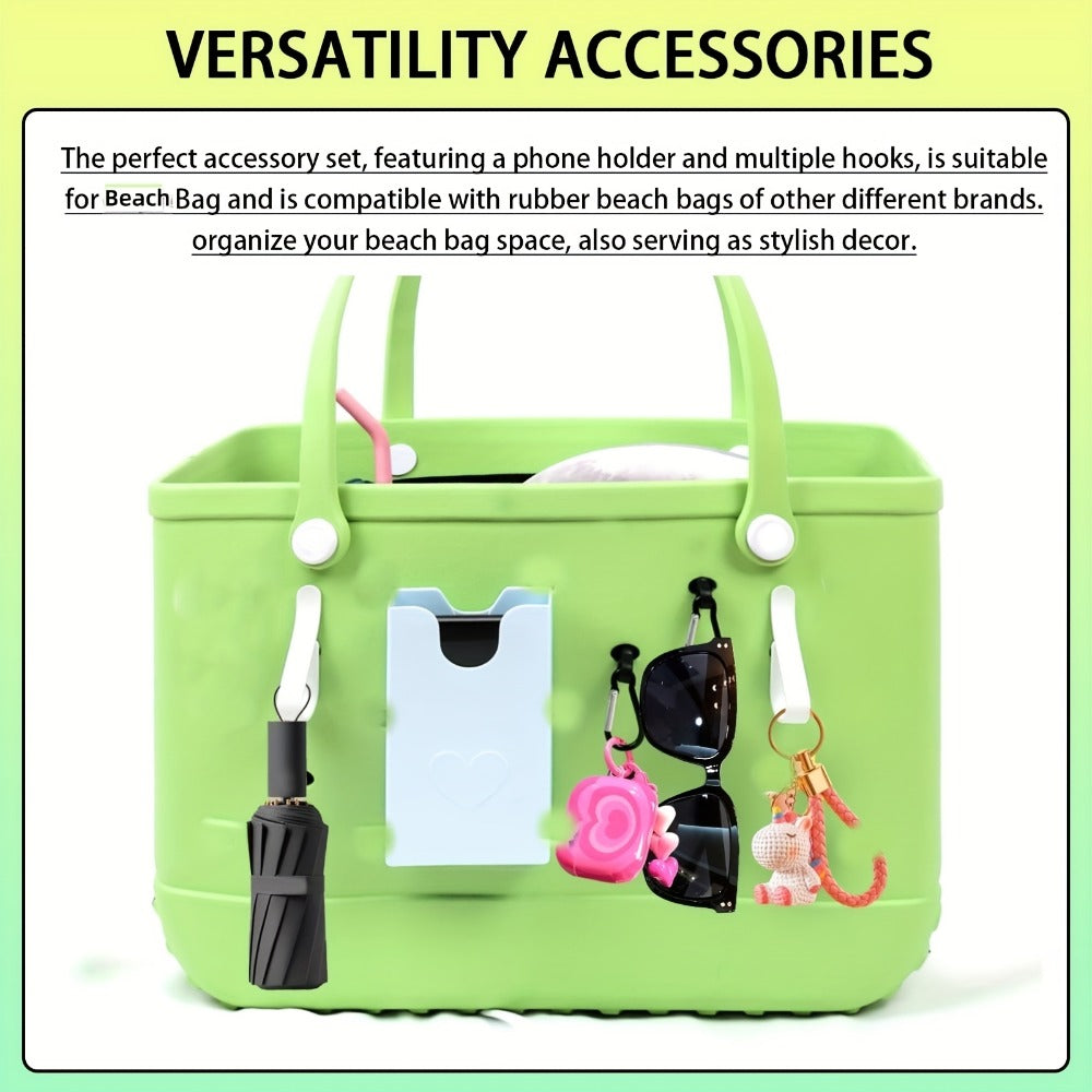 6pcs Clear Organizer Inserts For Beach Bag X - Large Original Accessories 18.1x8.2x12.2in With Phone Holder & Key Holder For Beach Bag & Other Rubber Beach Bag, Organizer & Divide Space. Beach Bag Accessories And Beach Bag Organizer Insert