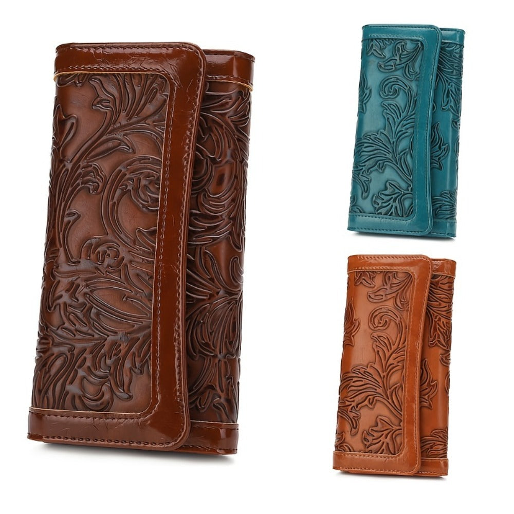 Women'S Embossed Wallet PU RFID Blocking Trifold Ladies Purse Long Clutch Card Holder Phone Checkbook Organizer Gifts for Women Tote Bag for Mom Gift Love