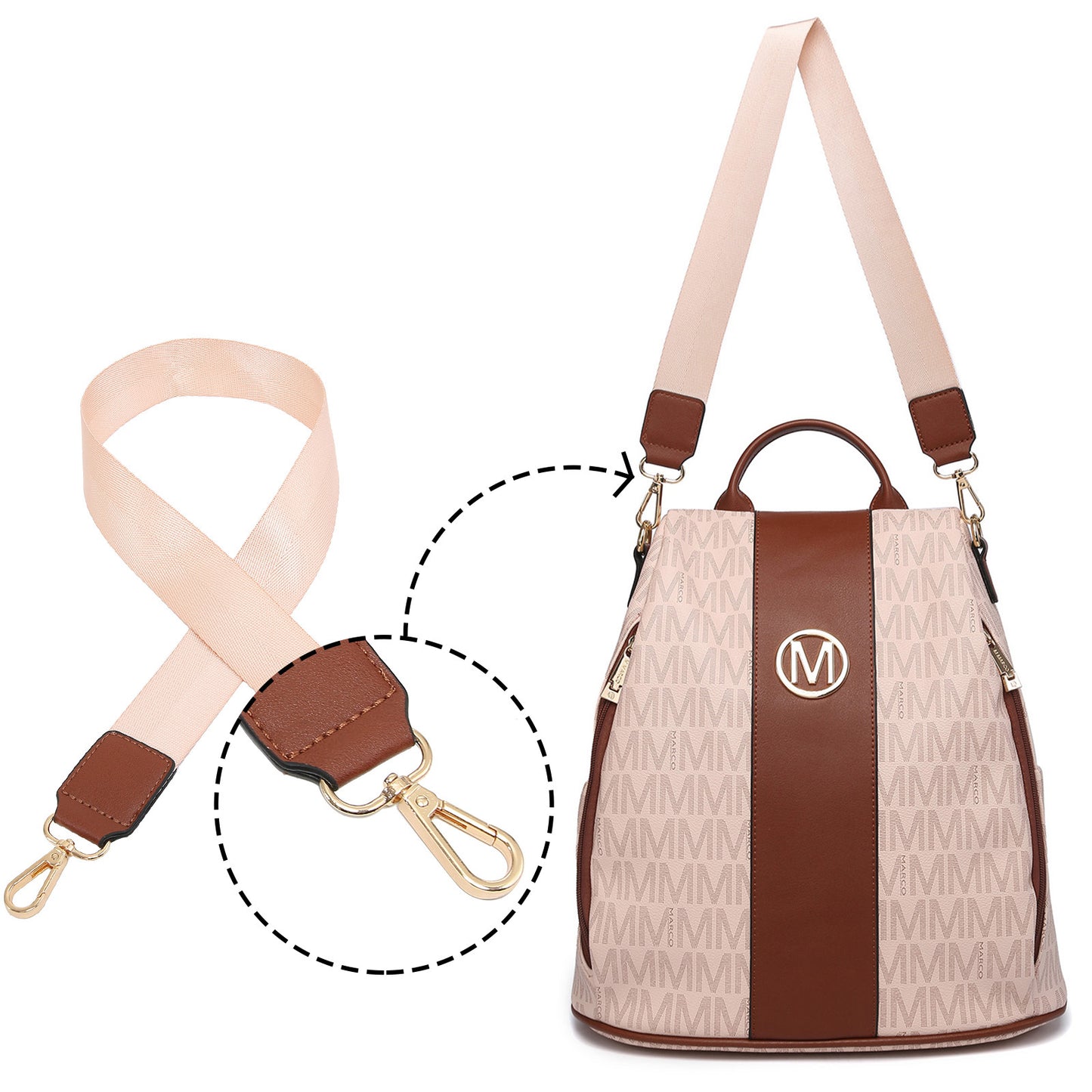 MKP COLLECTION 2pcs Set Women's Fashion Anti-Theft Rucksack & Shoulder Bag Multifunctional Travel Purse