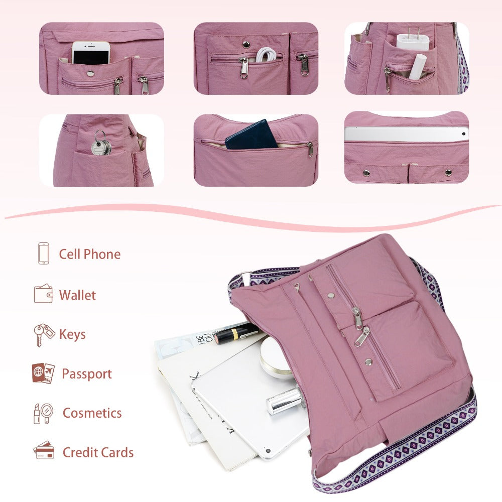 Nylon Crossbody Bag Set (2PCS) for Women and Men– Lightweight Waterproof Multi-Pocket Shoulder Bags, Lightweight Travel Purses, Casual Messenger Handbags for Daily Use, Work, Shopping, Outdoor