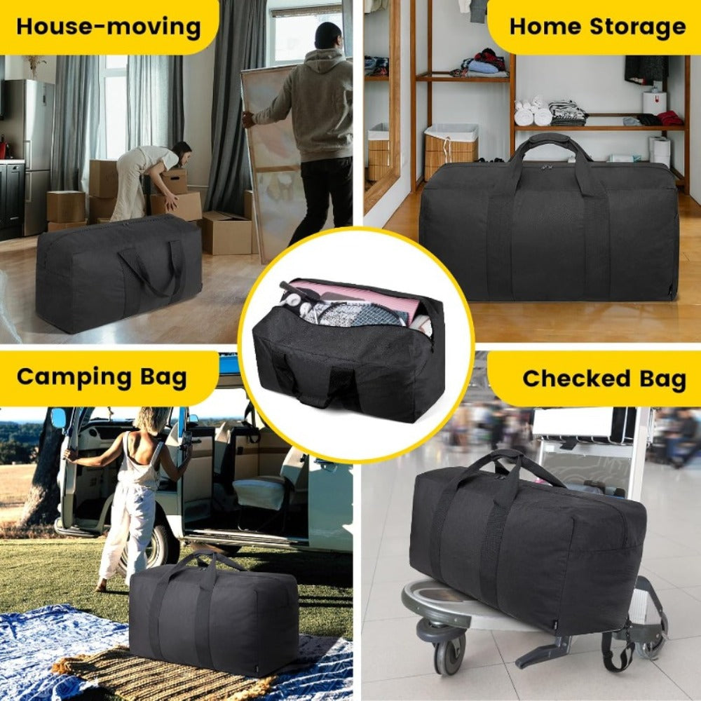 26.42gal Extra Large Capacity Travel Duffel Bag for Men Black Foldable Weekend Short Trip Luggage Bag Gear Storage Organizer Must-Have for Overnight Stay Camping Outdoor Activities & Daily Travel Use