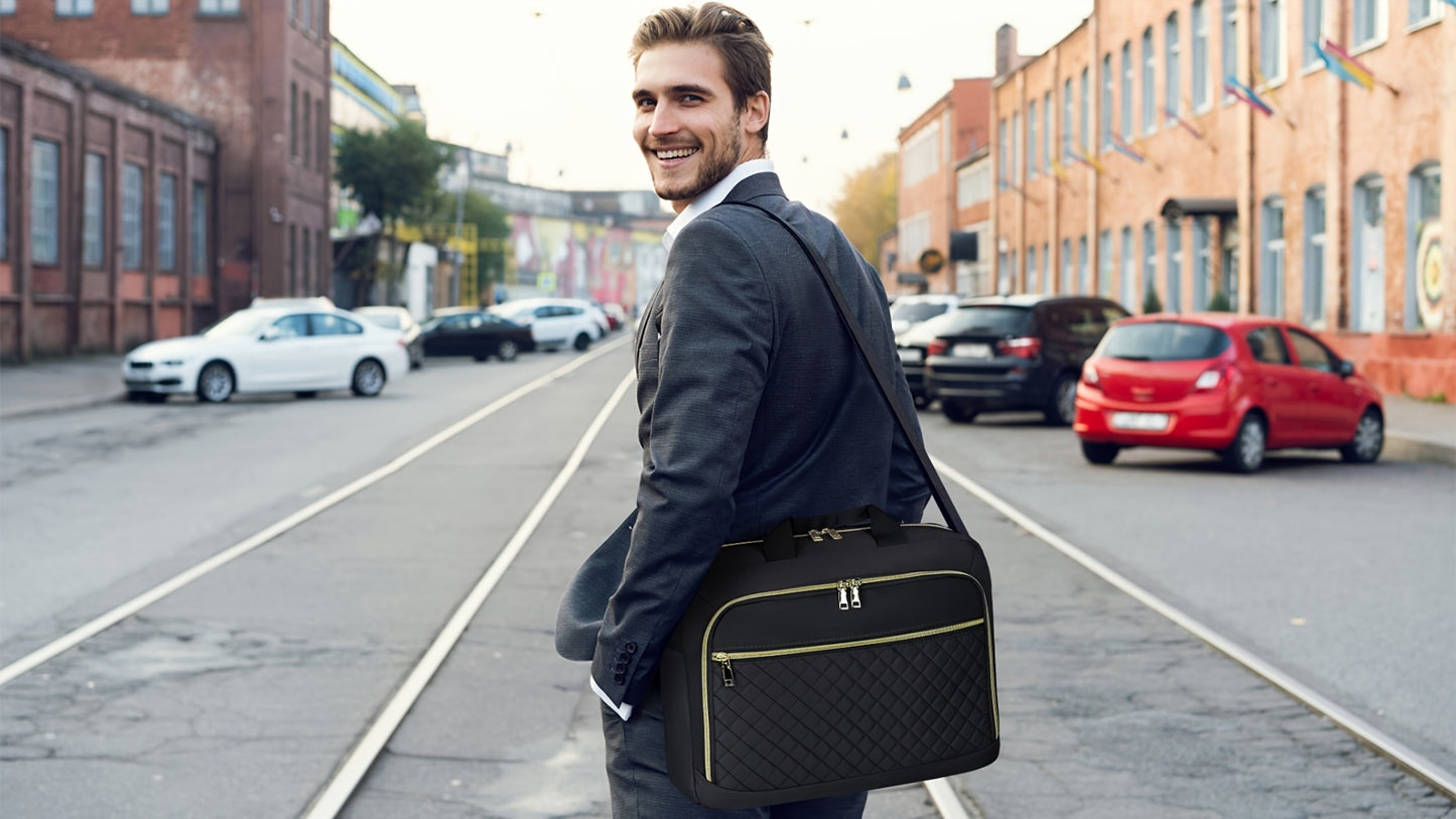 NEWHEY 17.3-Inch Laptop Briefcase for Men And Women, Large Shoulder Messenger Bag for Business, Office, And College, in Black