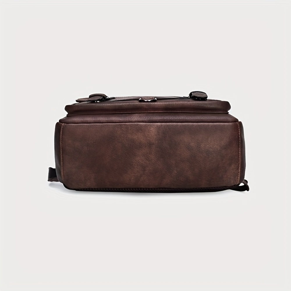 Retro PU Backpack With USB Function, And Stylish Casual Backpack, Suitable For Commuting And Office, Can Accommodate 15.6-inch Laptops