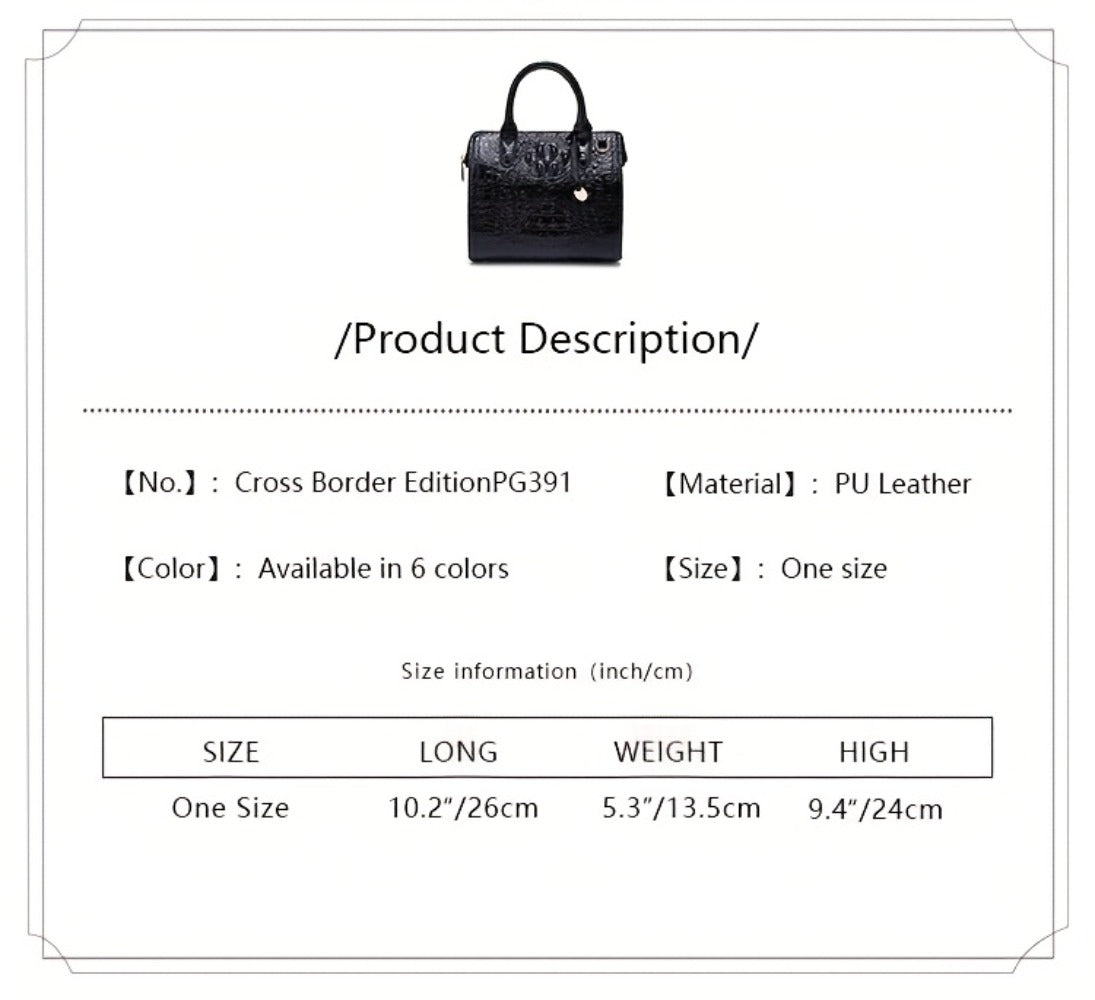 [Crocodile Patterned Handbag] Fashionable And Colorful Crocodile Patterned Handbag, A Visual Feast Of Multi-Color Gradient Fusion, Craftsmanship Texture, And Exquisite Metal Accessories Embellishment. Large Capacity Design Meets Diverse Needs