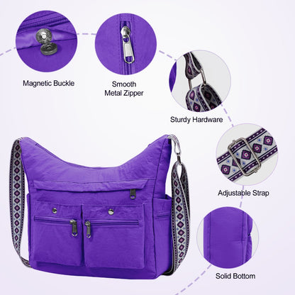 Nylon Crossbody Bag Set (2PCS) for Women and Men– Lightweight Waterproof Multi-Pocket Shoulder Bags, Lightweight Travel Purses, Casual Messenger Handbags for Daily Use, Work, Shopping, Outdoor