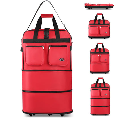 Multi-Functional Expandable Foldable Luggage with Spinner Wheels & Removable Strap,Water-repellent Collapsible Rolling Suitcase,Large Capacity Travel Bag for Home Storage,Moving,Trip, Outdoor Sport - 30in 36in 40in - Red/Navy/Black