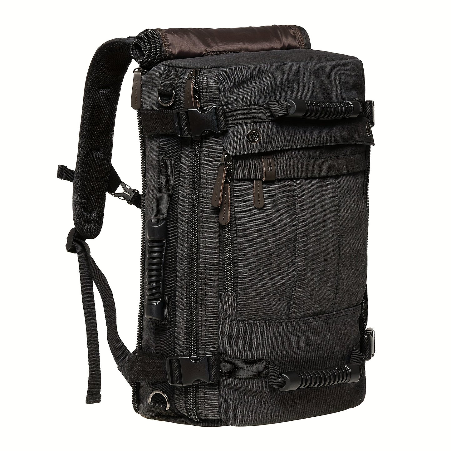 Multifunctional Canvas Travel Backpack For Students, Fits 17" Laptop, Durable, With Multiple Compartments & Large Capacity, Ideal For Hiking & Outdoor Leisure, Unisex Gift, Available In Army Green, Black & Khaki, 6.29gal