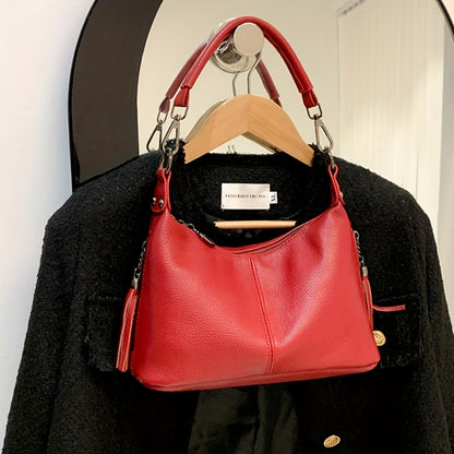 Bolsos Para Mujer Tassel Textured Genuine Genuine Leather Crossbody Bag Shoulder Bag with Adjustable Strap Daily Commuter Versatile Handbag Tote Bag for Women Large Capacity Travel Bags for Women