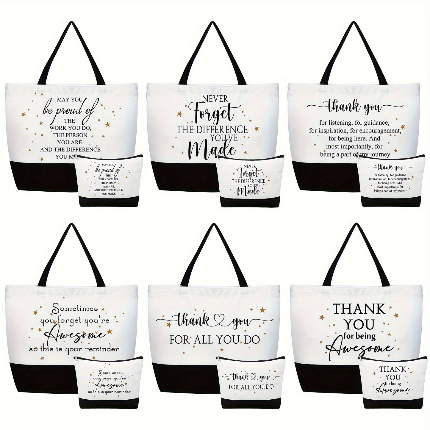 24pcs Bulk Pack 24pcs Tote Bags Suitable for Women Coworkers Employee Appreciation Gifts, Teacher Staff Thank You Gifts, Zipper Closure Makeup Bags with Zipper Closure, Bulk Bulk Tote Bags for Office Supplies