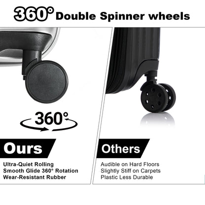 20in carry on luggage+luggage Bag Set, with cup holder and charger, with 360°Spinner Wheels TSA Lock and Adjustable Telescopic Handle Durable Travel Suitcases, Hardshell Luggage with Wheels, Vacation Packing, Travel Luggage Set, Sleek Design, Modern Lugga