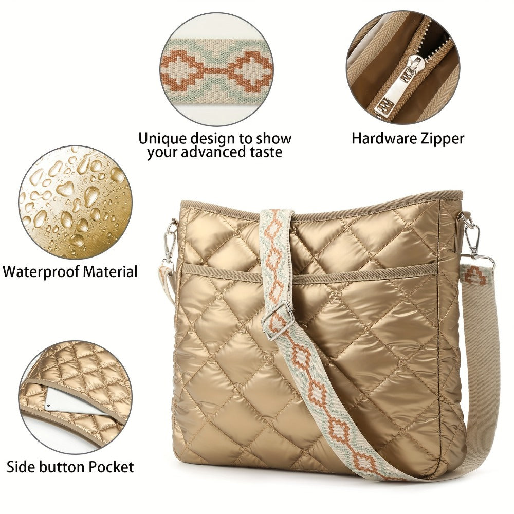 Crossbody Bag for Women – Quilted, Quilted Puffer Zipper Fashion Metallic | Bag Vero – detail view 19