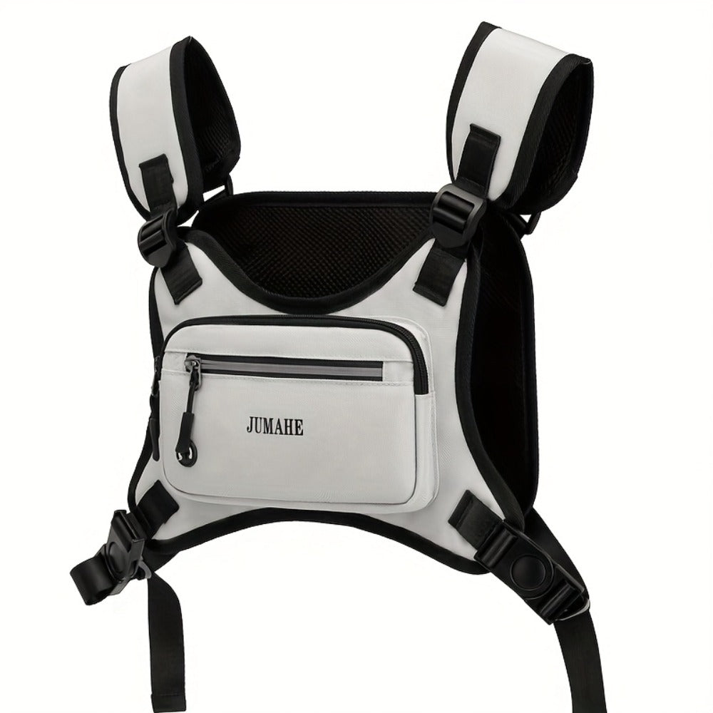 Unisex Reflective Chest Bag for High Performance, Adjustable Straps for Workouts, Walking, Hiking, Running, And Cycling. Lightweight Backpack with Reflective Back (Black) for Boyfriends