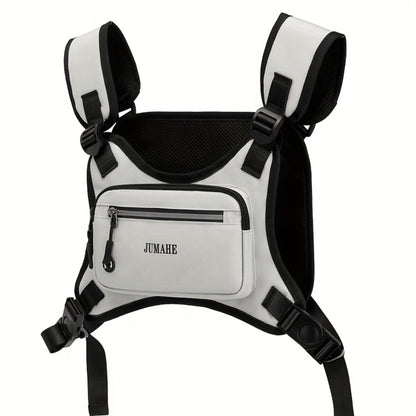 Unisex Reflective Chest Bag for High Performance, Adjustable Straps for Workouts, Walking, Hiking, Running, And Cycling. Lightweight Backpack with Reflective Back (Black) for Boyfriends