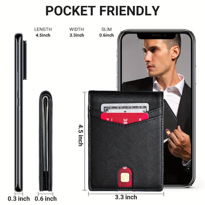 1pc Men's Wallet, Fashion Carbon Fiber & Crosshatch Design, Multiple Colors, Stylish & Slim Bifold, Casual Business Gift for Men