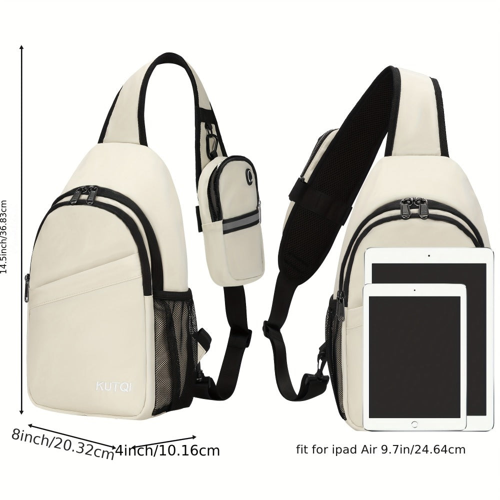 Sling Backpack Crossbody Sling Bag with Detachable Phone Pouch for Women Men Multipurpose Travel Hiking Chest Bag
