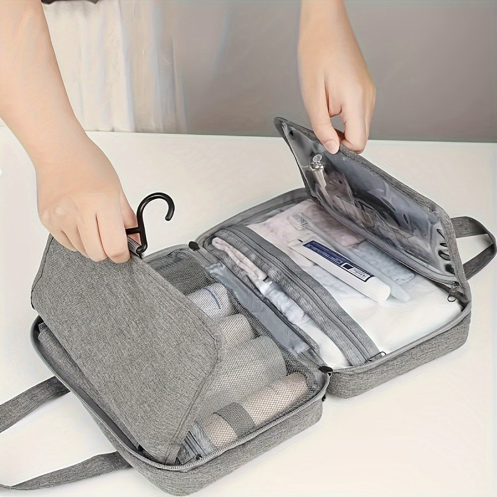 1pc Waterproof Folding Toiletry Bag, Multi-Functional Dry And Wet Separation Cosmetic Bag, Travel Storage Bag