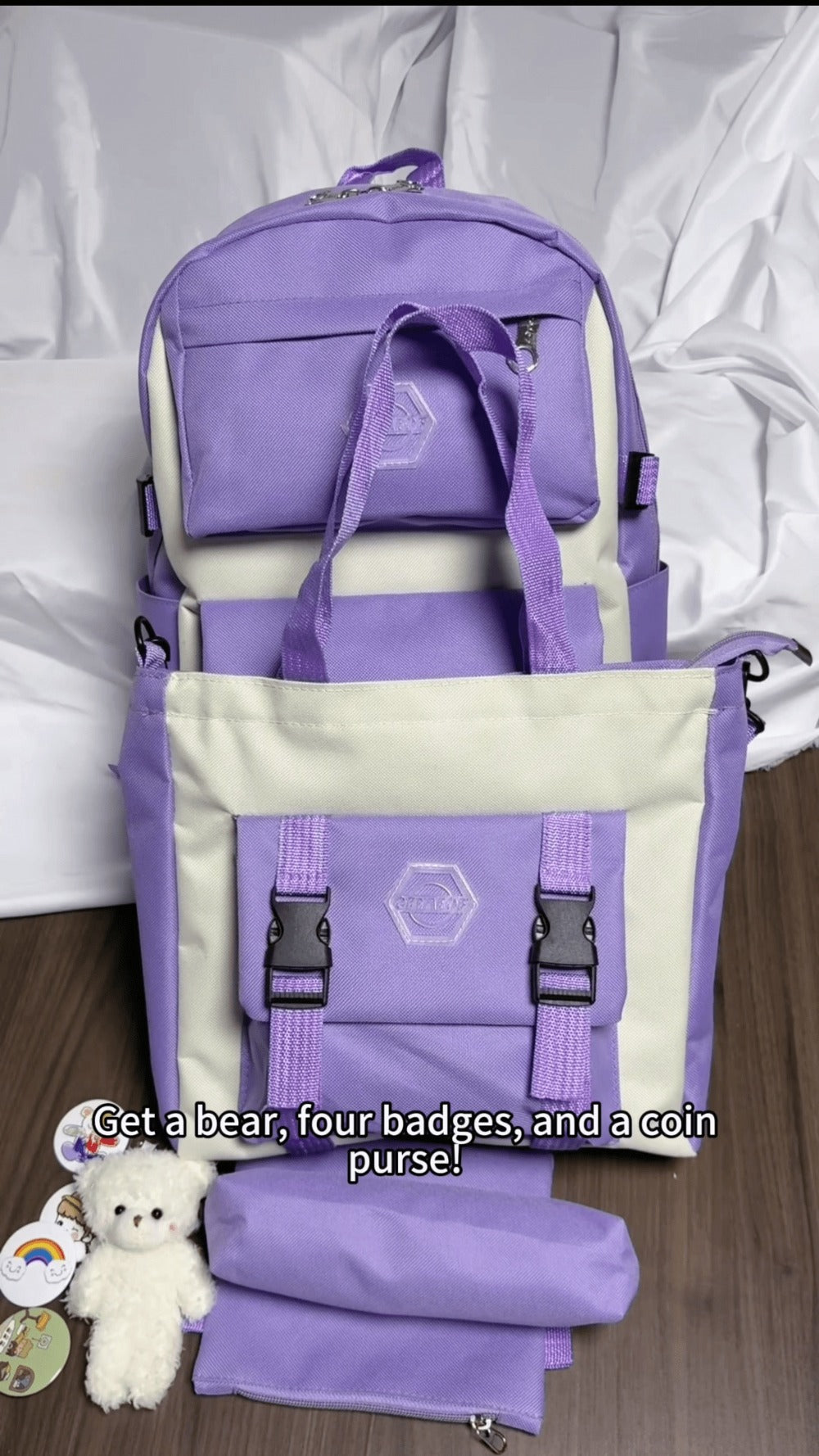 4pcs/Set Easy Leisure Backpack Large Capacity Schoolbag Travel Bag Canvas Shoulder Bag, for Teenager, For Teenager