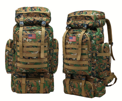 21.13gal Outdoor Camping & Hiking Backpack, 2pcs Set With Backpack And Flag Icon
