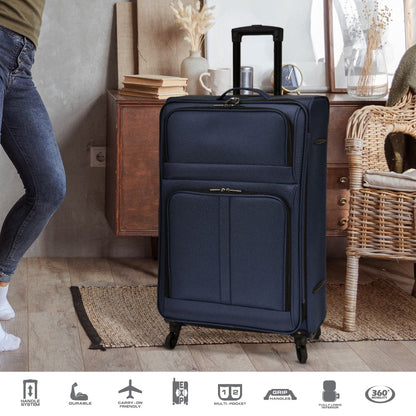 U.S. Traveler Anzio Softside Expandable Luggage w/ Spinner Wheels |Soft Shell, Lightweight, Expandable & 360° Spinner Wheels | 22"/26"/30"/2 PC Set/3 PC Set| Airline Approved Carry-on, Upright Checked Suitcases, Teal, Navy, Burgundy & Dark Grey - Ideal fo