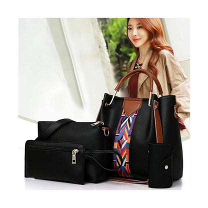 4 in 1 Women Handbag Set Soft PU Leather Top Handle Bag, Tote Bag, Shoulder Bags Crossbody Bag Wallet Purse Set