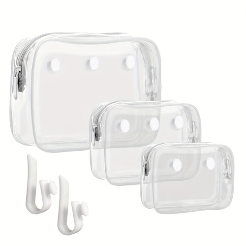 3 Packs Clear Beach Tote Bag with 2 Pack Insert Hooks Additions for Beach Bags Travel Makeup Clean Toiletry Brush Organizer Cosmetic Divider Storage Inner Pouch