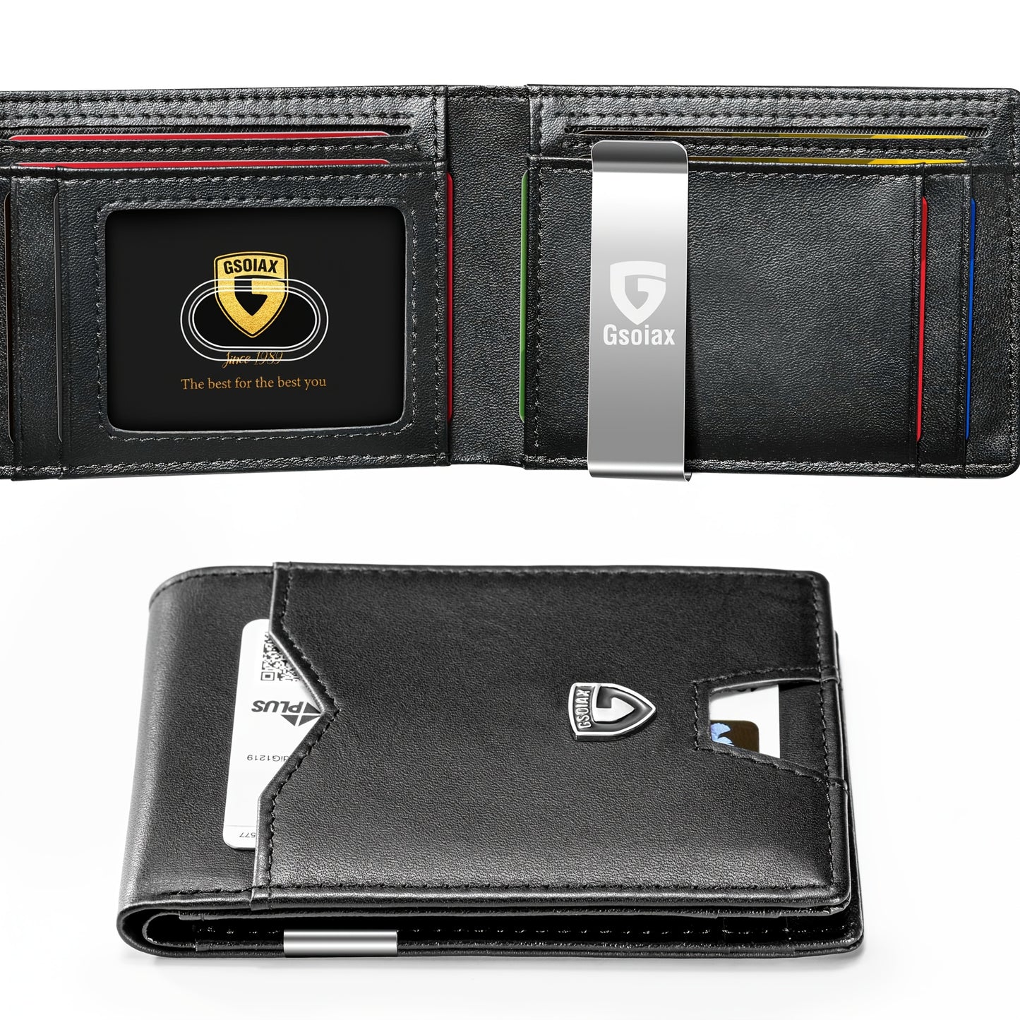 Slim Wallet for Men with 11 Card Slots Rfid Blocking Carbon Fiber Wallets Bifold Credit Card Holder Minimalist Leather with Gift Box