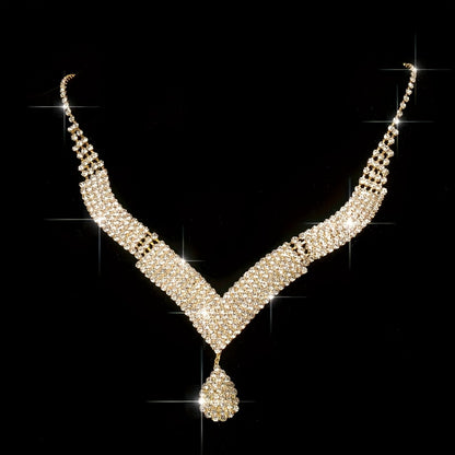 [Wedding Season] 4pcs Set: New Fashion Dinner Bag, Sparkling Water Diamond Striped Handbag, Wedding Bridesmaid Bag, Evening Bag, Dress Bag, Shoulder Bag, Wedding Season Sparkling Water Brick Necklace, Earrings, Bracelet Set